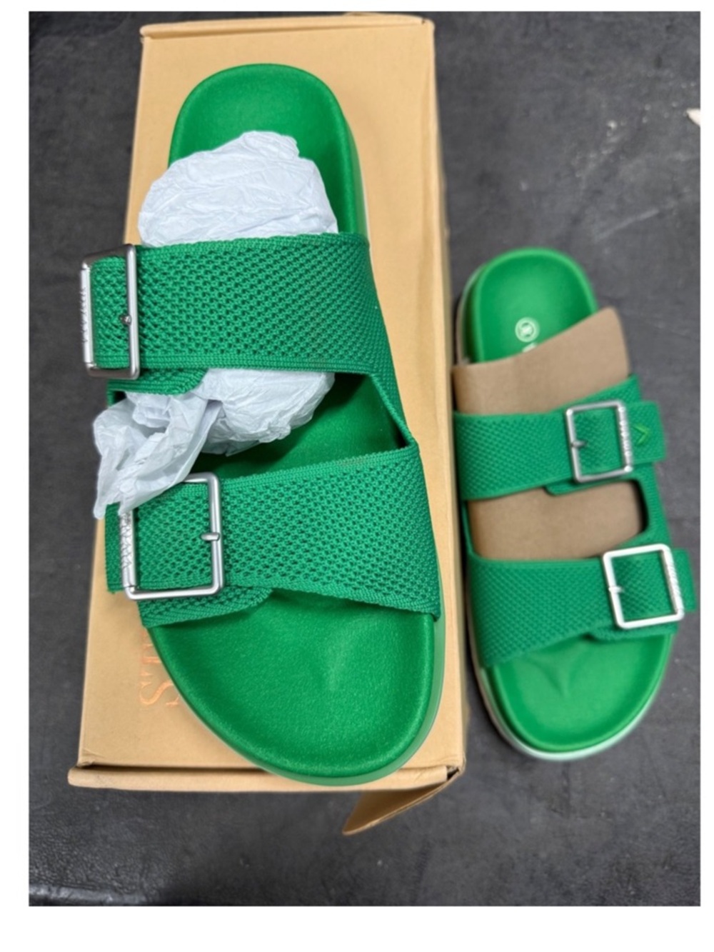 VIVAIA Green Knit Sandals Slides Buckle
Adjustable Comfy size EU/38 US/7